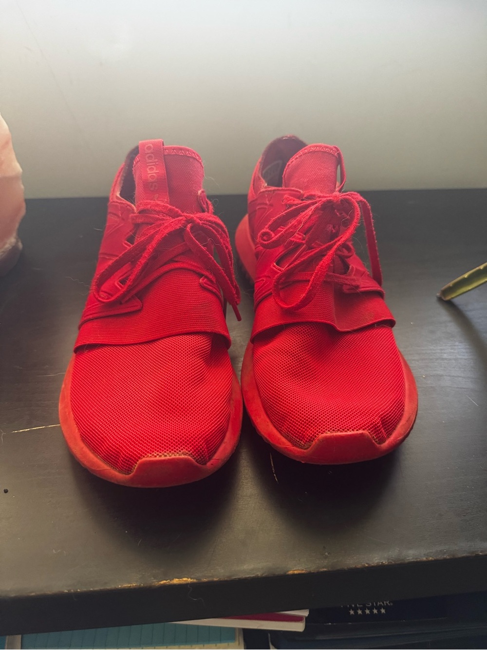 Adidas Red Lace-Up Sneakers